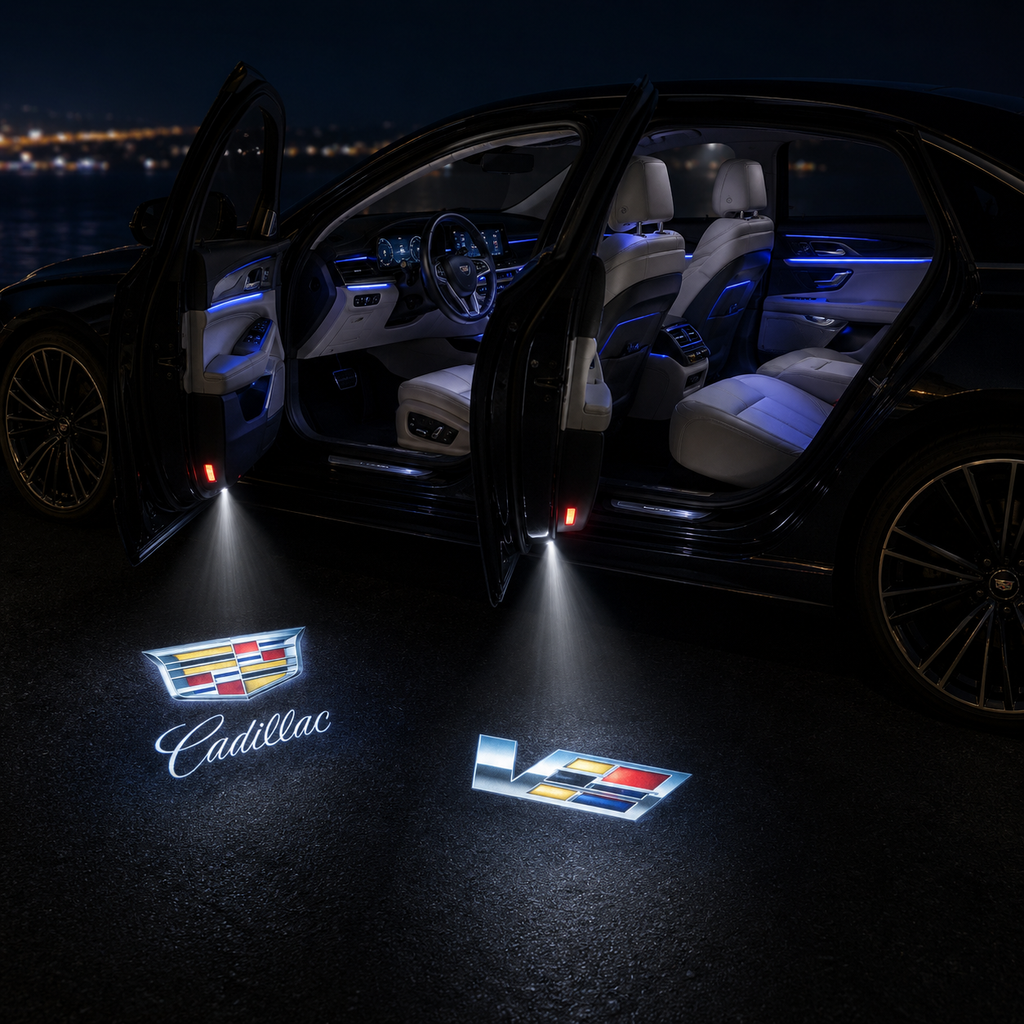 Cadillac logo LED door lights