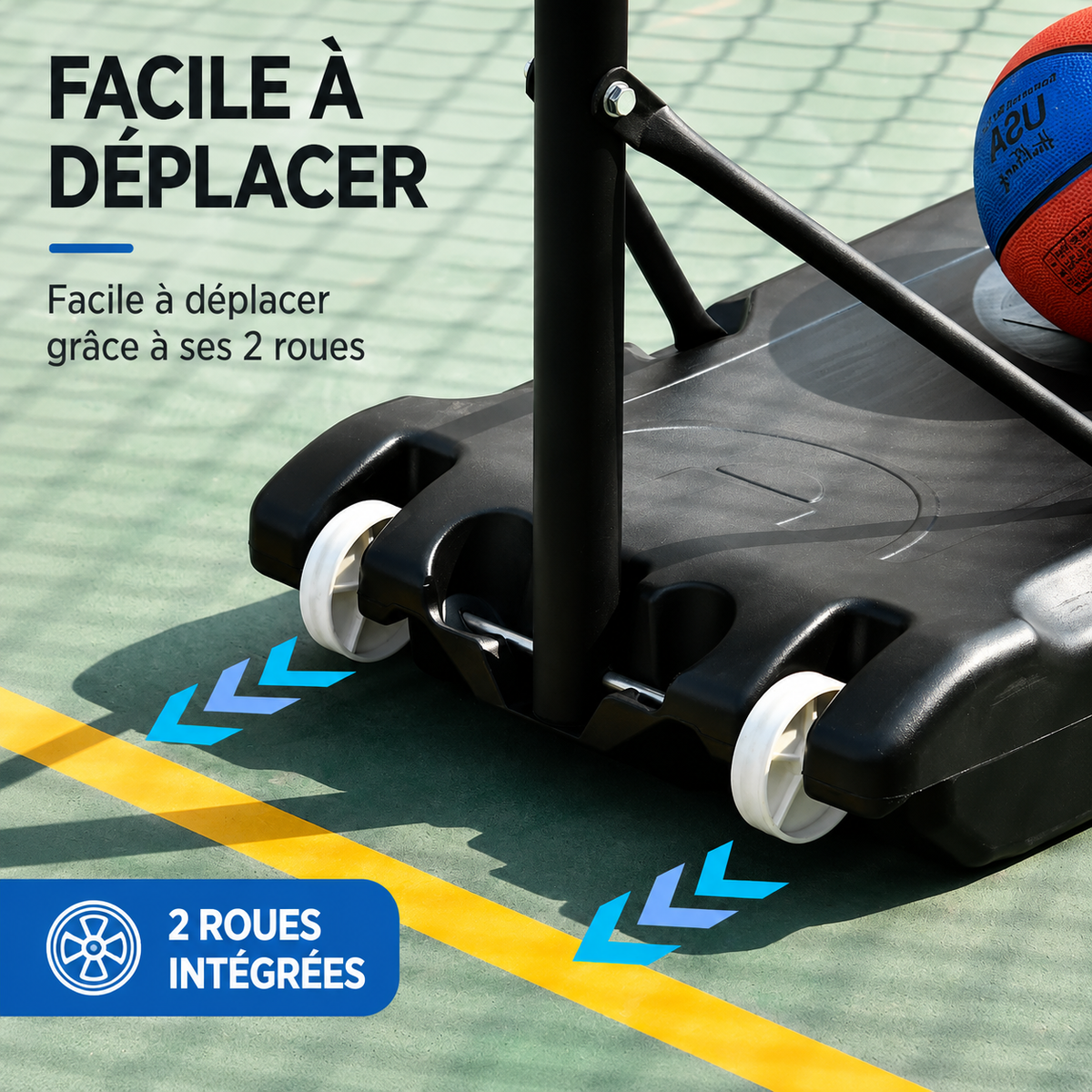 Canestro da basket portatile regolabile in altezza da 206 a 260 cm