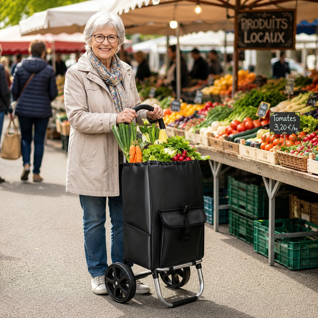 Carrello della spesa robusto e pieghevole 45L