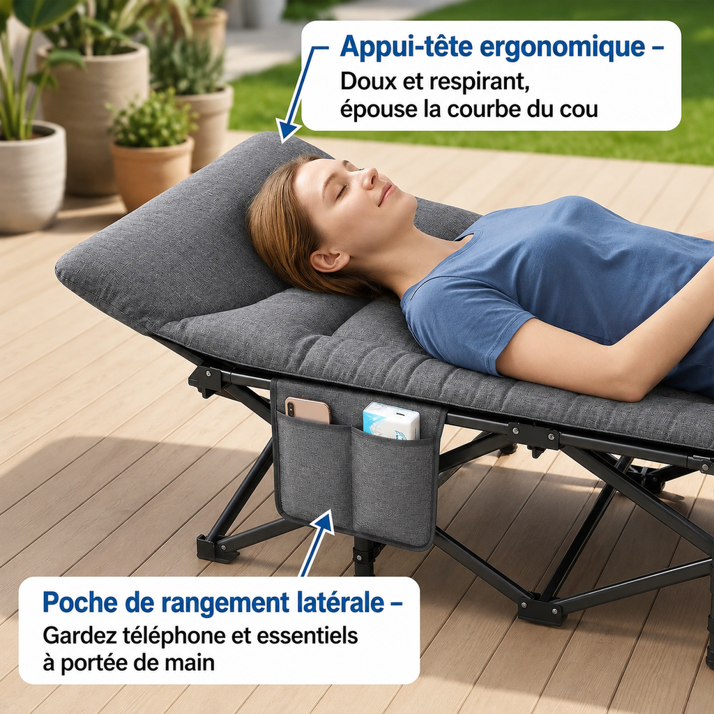Letto da campo ergonomico pieghevole