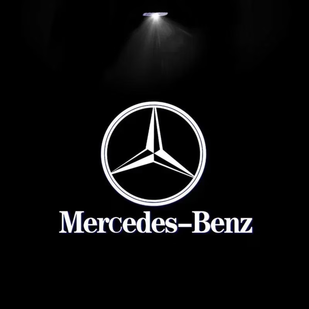 White Mercedes-Benz Logo Door Lighting