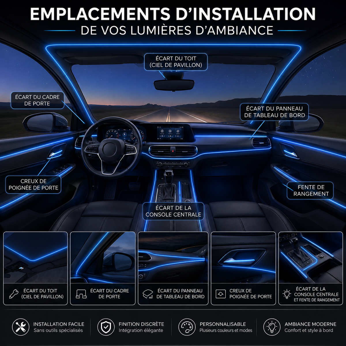 Éclairage d'Ambiance pour tous les modèles Audi