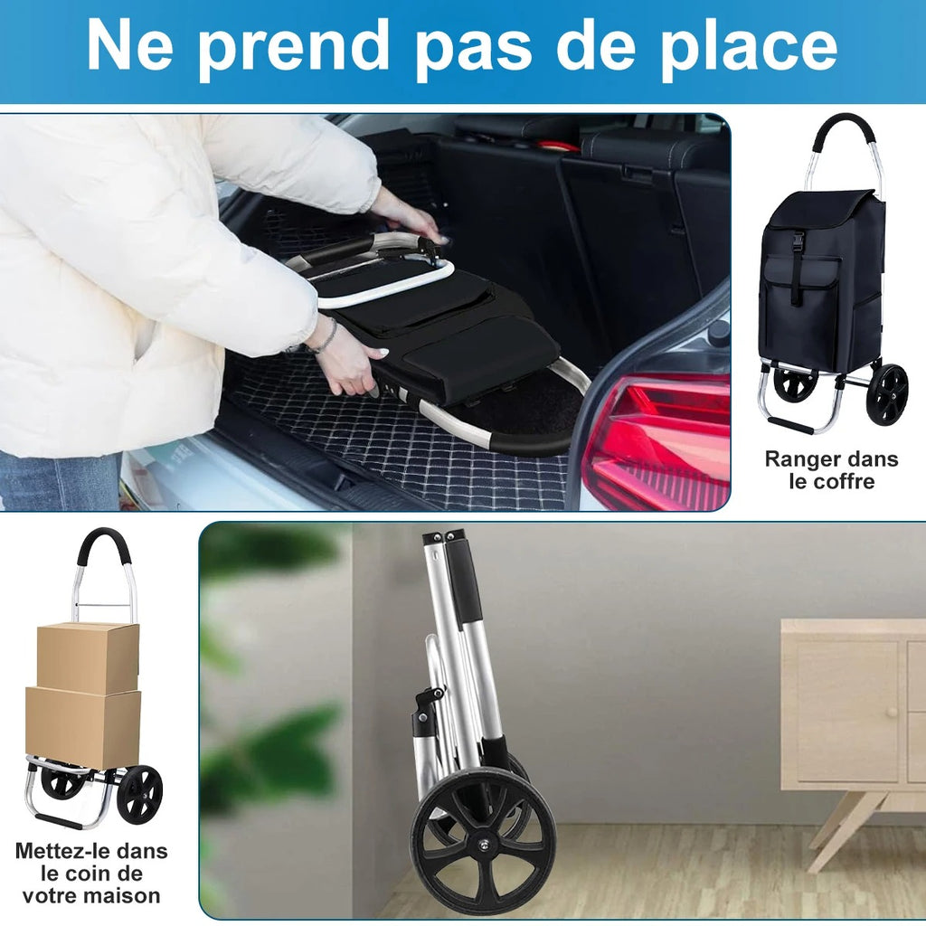 Carrello della spesa robusto e pieghevole 45L