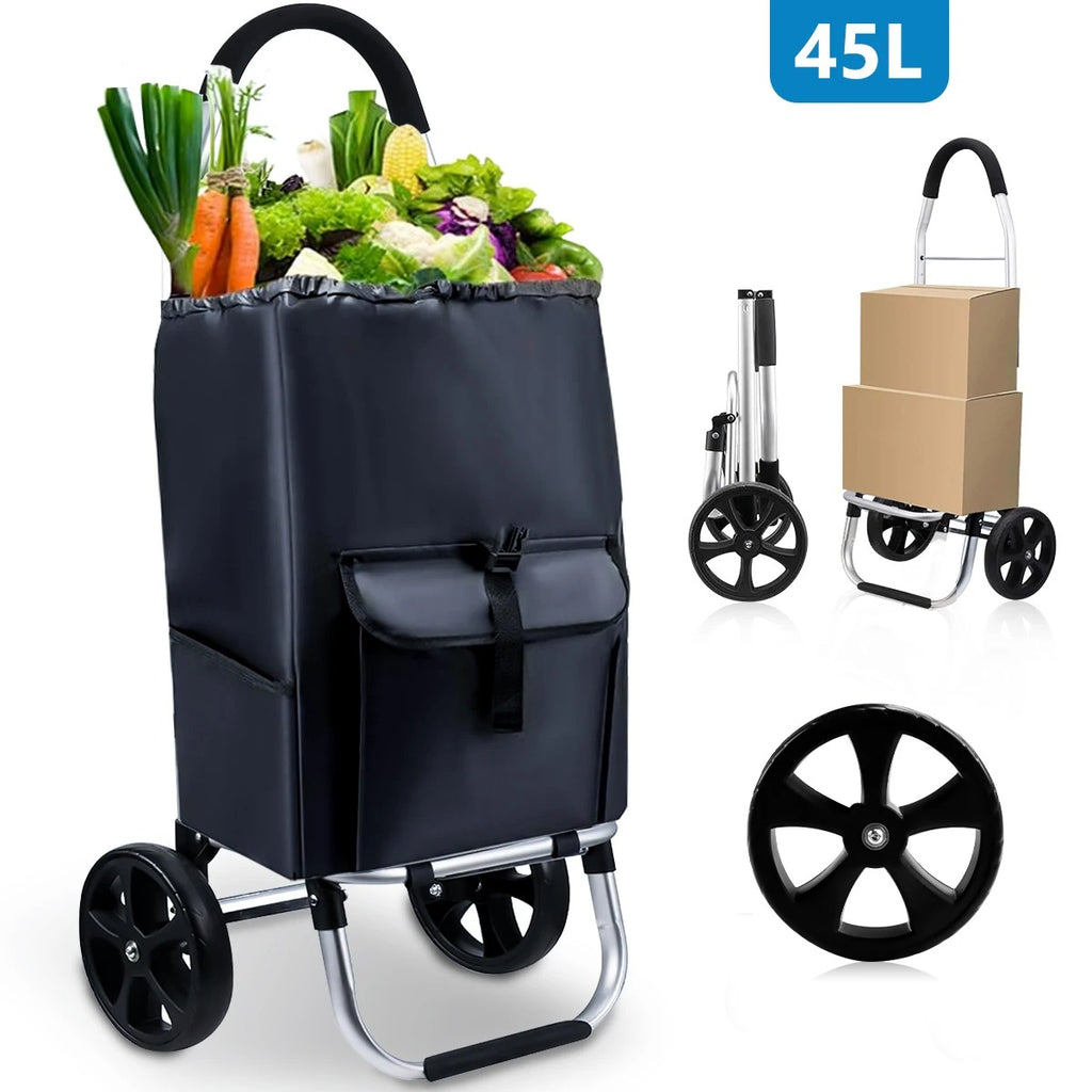 Carrello della spesa robusto e pieghevole 45L